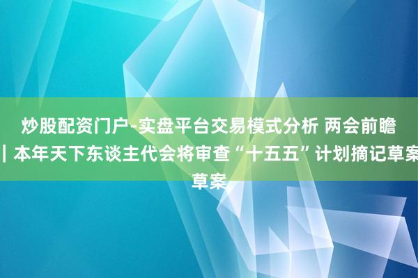 炒股配资门户-实盘平台交易模式分析 两会前瞻｜本年天下东谈主代会将审查“十五五”计划摘记草案