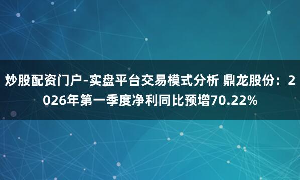 炒股配资门户-实盘平台交易模式分析 鼎龙股份：2026年第一季度净利同比预增70.22%