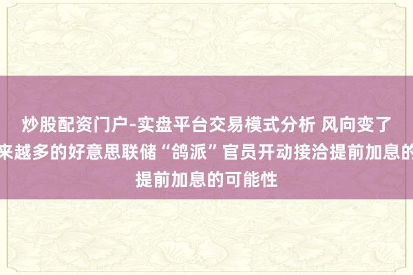 炒股配资门户-实盘平台交易模式分析 风向变了?!越来越多的好意思联储“鸽派”官员开动接洽提前加息的可能性
